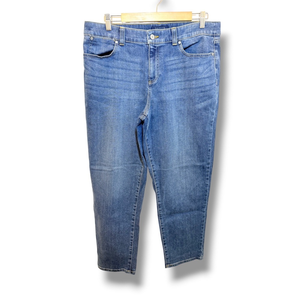 Talbots Boyfriend Jeans Womens 14 Blue Medium Wash Stretch Simply Flattering